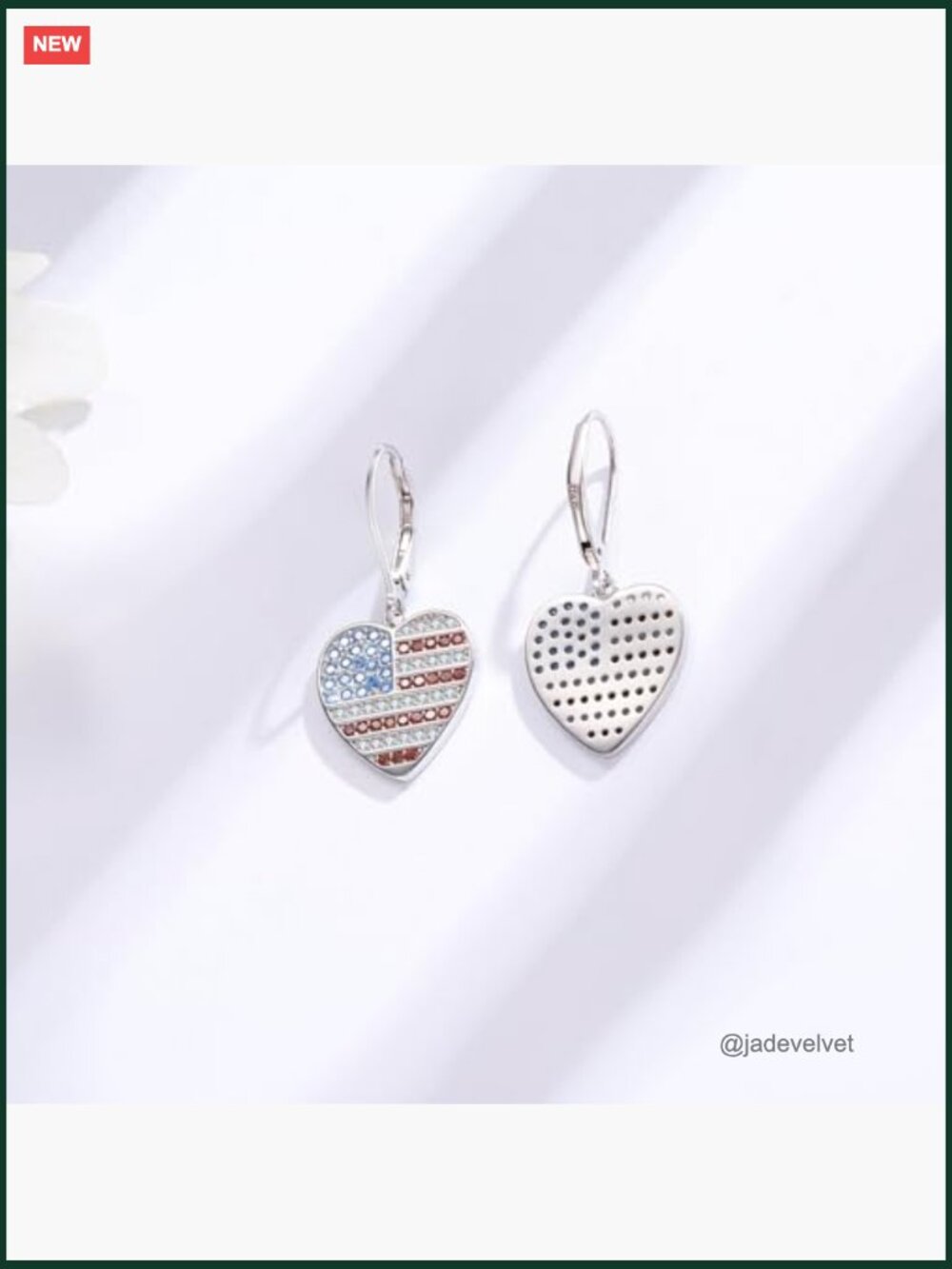 925 Sterling Silver Patriotic Earrings Drop Dangle Leverback Studs - Picture 3 of 7